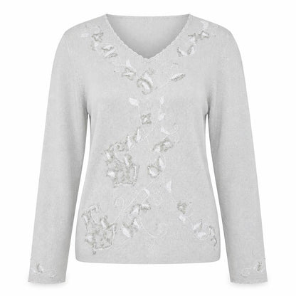 Womens UK Size M St Michael Silver Pullover Jumper