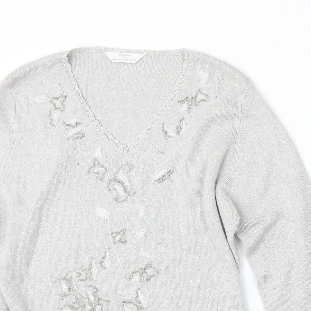 Womens UK Size M St Michael Silver Pullover Jumper