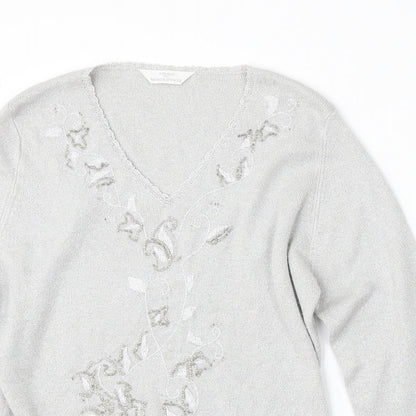 Womens UK Size M St Michael Silver Pullover Jumper