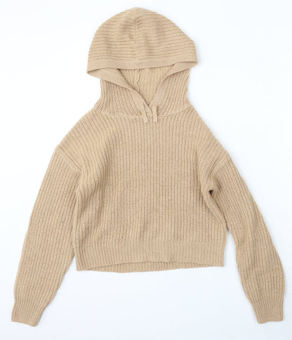 915 Generation Girls Beige  Acrylic Pullover Hoodie Size 12-13 Years