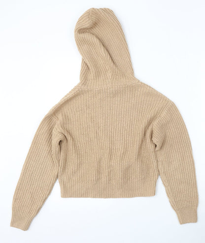 915 Generation Girls Beige  Acrylic Pullover Hoodie Size 12-13 Years