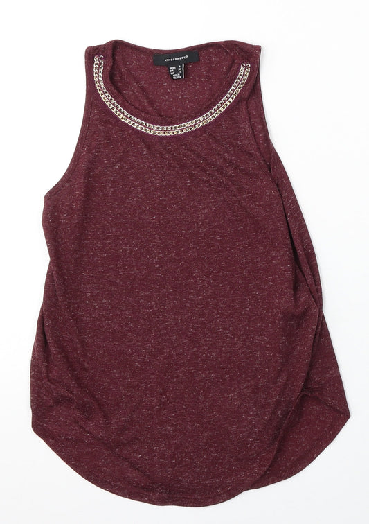 Atmosphere Womens Purple  Polyester Basic Tank Size 6 Round Neck