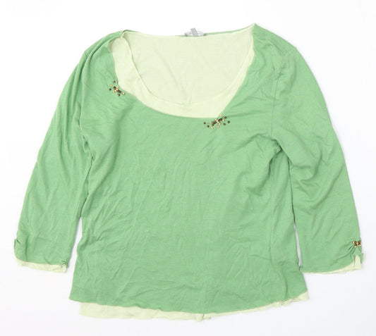 Womens UK Size 14 Per Una Green Pullover Jumper