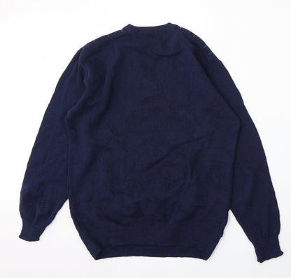 JBC Collection Womens Blue V-Neck  Acrylic Pullover Jumper Size M