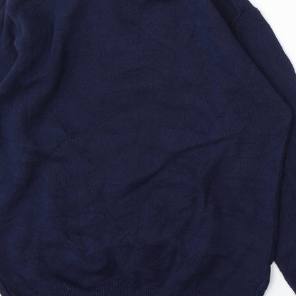 JBC Collection Womens Blue V-Neck  Acrylic Pullover Jumper Size M