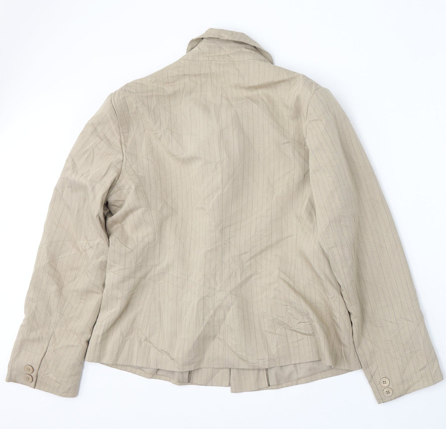 Klass Womens Beige Striped Viscose Jacket Suit Size 16