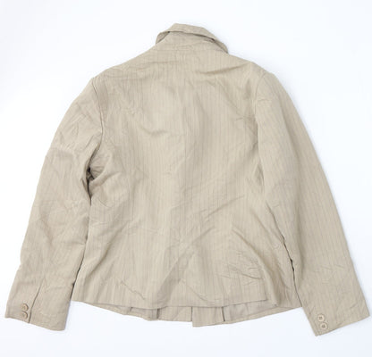 Klass Womens Beige Striped Viscose Jacket Suit Size 16