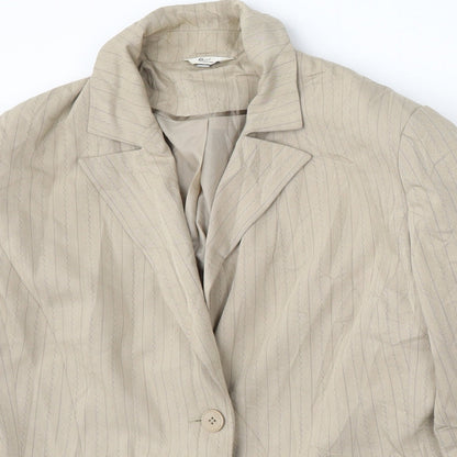Klass Womens Beige Striped Viscose Jacket Suit Size 16