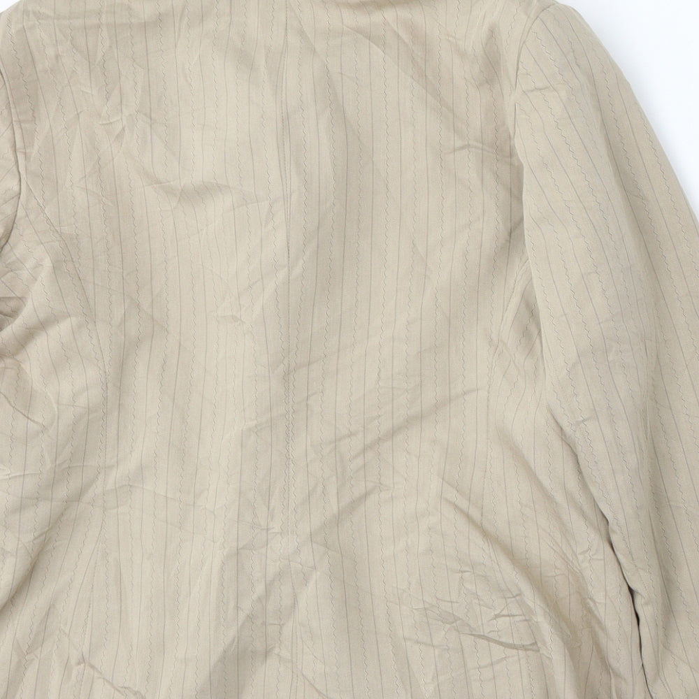 Klass Womens Beige Striped Viscose Jacket Suit Size 16