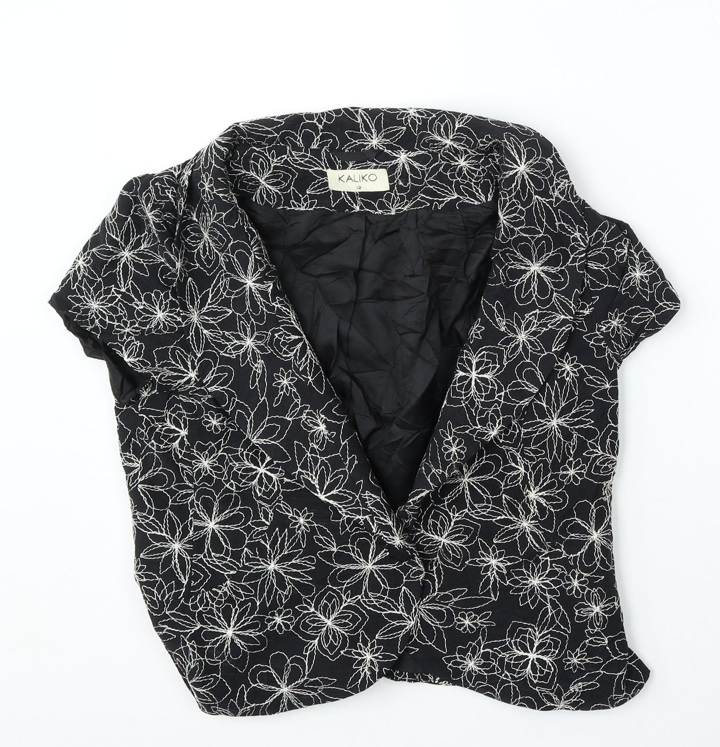 Kaliko Womens Blue Floral Cotton Jacket Blazer Size 12