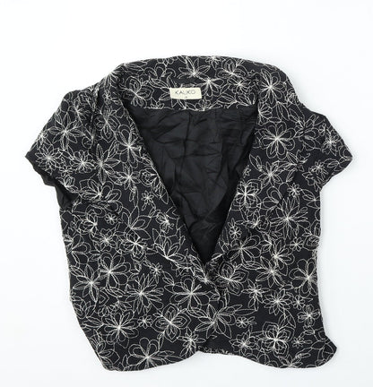 Kaliko Womens Blue Floral Cotton Jacket Blazer Size 12