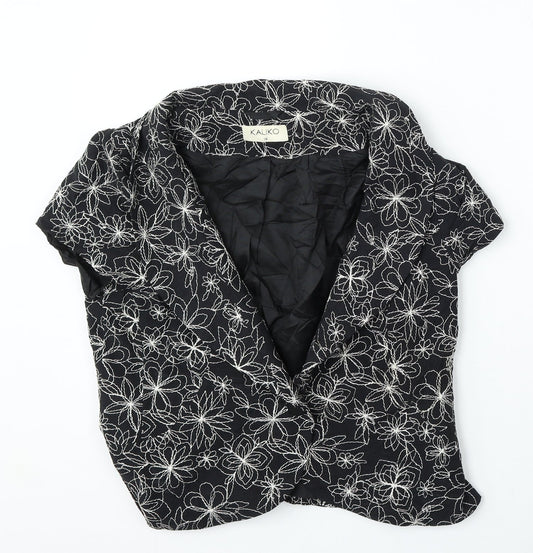 Kaliko Womens Blue Floral Cotton Jacket Blazer Size 12