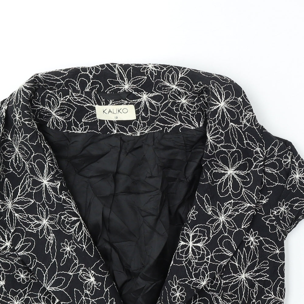 Kaliko Womens Blue Floral Cotton Jacket Blazer Size 12