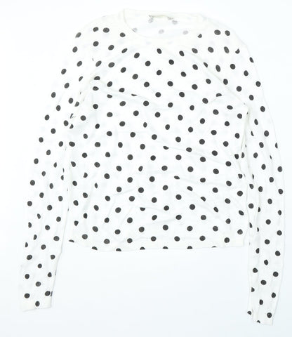 ASOS Womens White Round Neck Geometric Polyester Pullover Jumper Size M