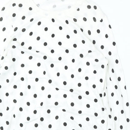 ASOS Womens White Round Neck Geometric Polyester Pullover Jumper Size M