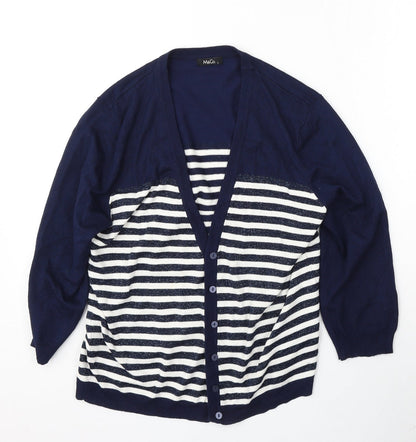 Womens UK Size L M&Co Blue Cardigan Jumper