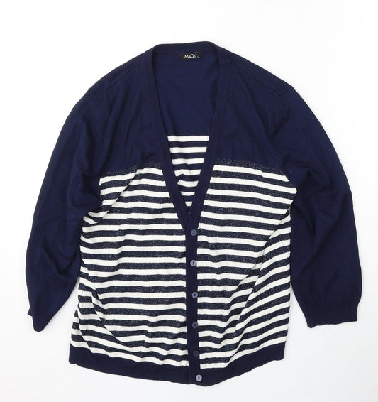 Womens UK Size L M&Co Blue Cardigan Jumper