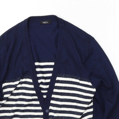 Womens UK Size L M&Co Blue Cardigan Jumper