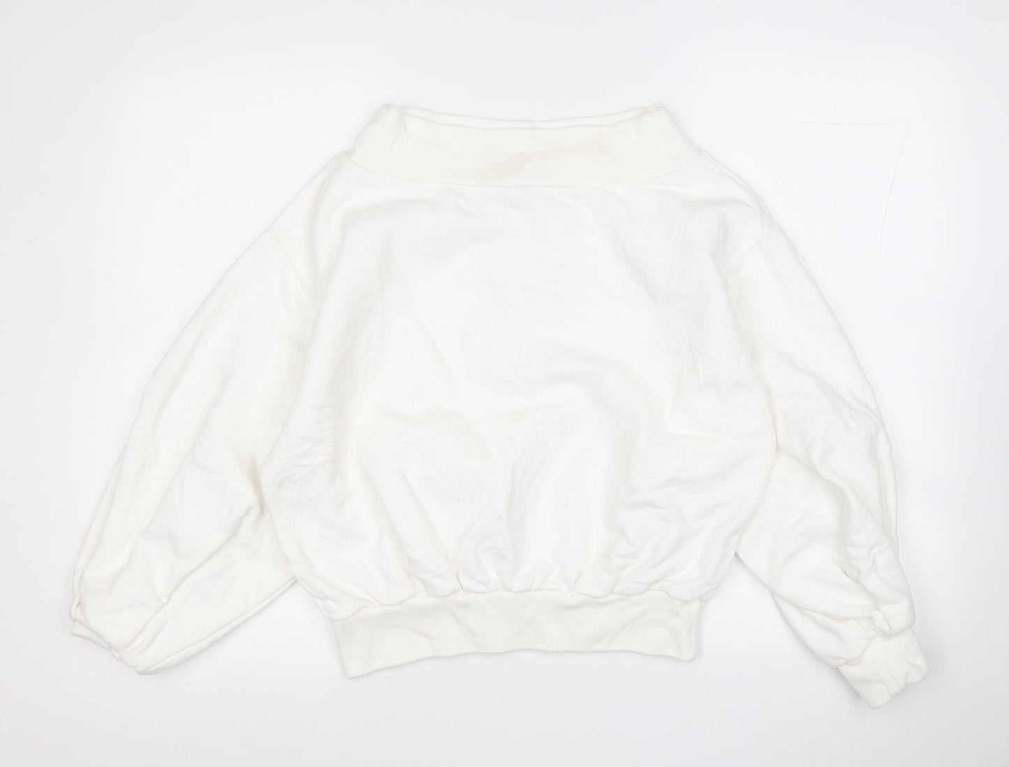 Boohoo Womens White  Cotton Pullover Sweatshirt Size 6