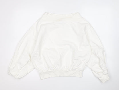 Boohoo Womens White  Cotton Pullover Sweatshirt Size 6