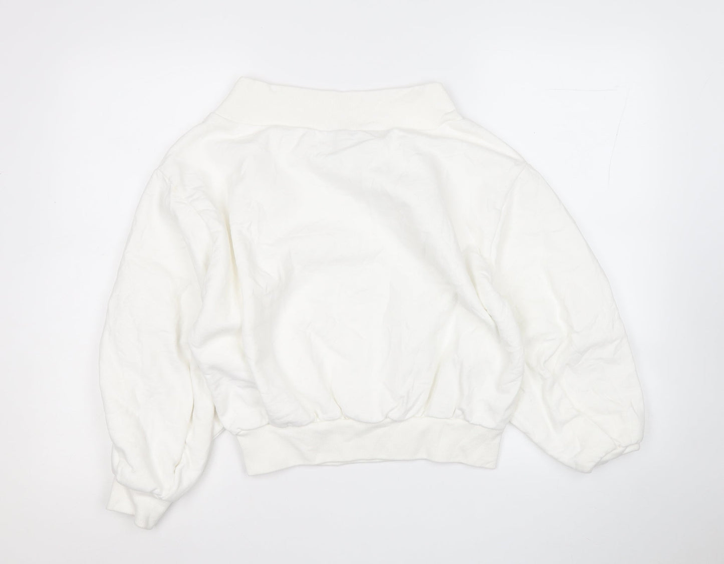 Boohoo Womens White  Cotton Pullover Sweatshirt Size 6