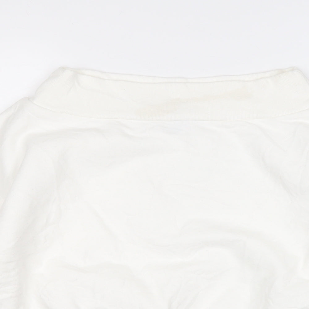 Boohoo Womens White  Cotton Pullover Sweatshirt Size 6