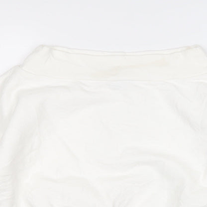 Boohoo Womens White  Cotton Pullover Sweatshirt Size 6