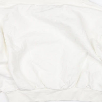 Boohoo Womens White  Cotton Pullover Sweatshirt Size 6