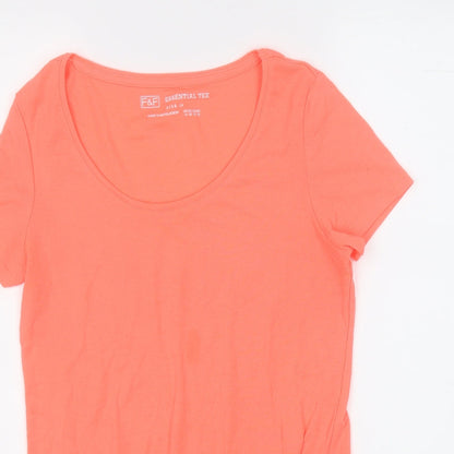 F&F Womens Orange  Acrylic Basic T-Shirt Size 14 Round Neck