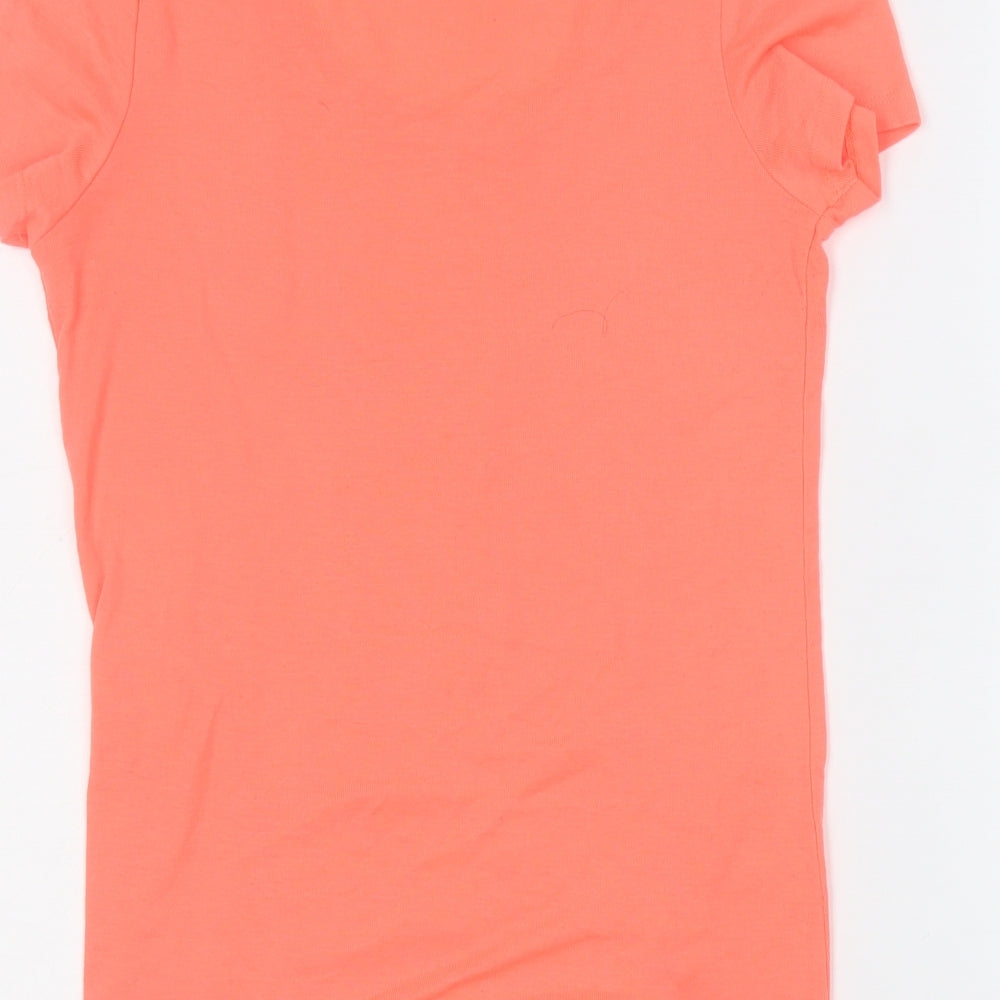 F&F Womens Orange  Acrylic Basic T-Shirt Size 14 Round Neck