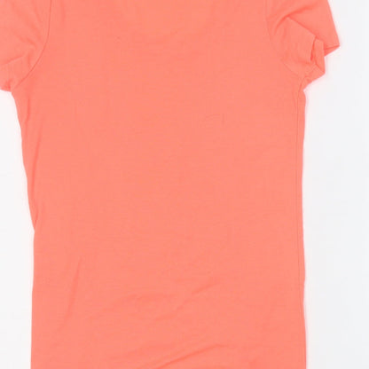 F&F Womens Orange  Acrylic Basic T-Shirt Size 14 Round Neck