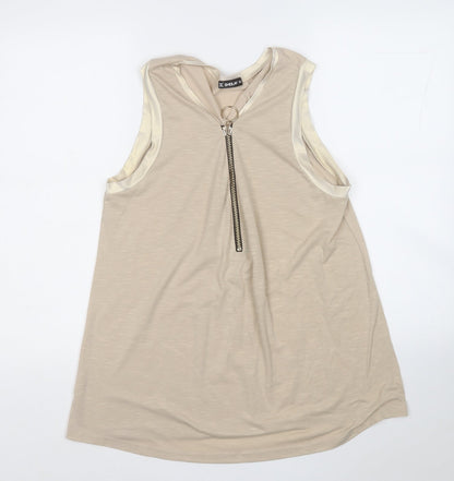 Womens UK Size M Sheilay Beige Basic Tank