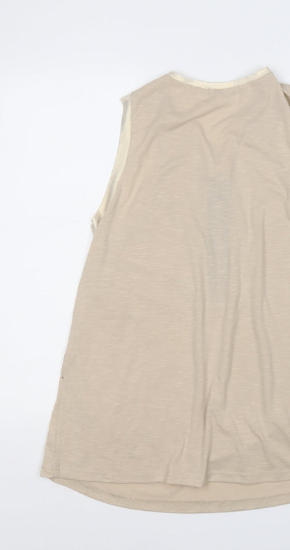 Womens UK Size M Sheilay Beige Basic Tank