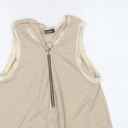 Womens UK Size M Sheilay Beige Basic Tank