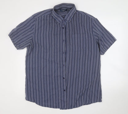 Mens UK Size XL Atlantic Bay Blue  Button-Up Short Sleeve Casual Shirt