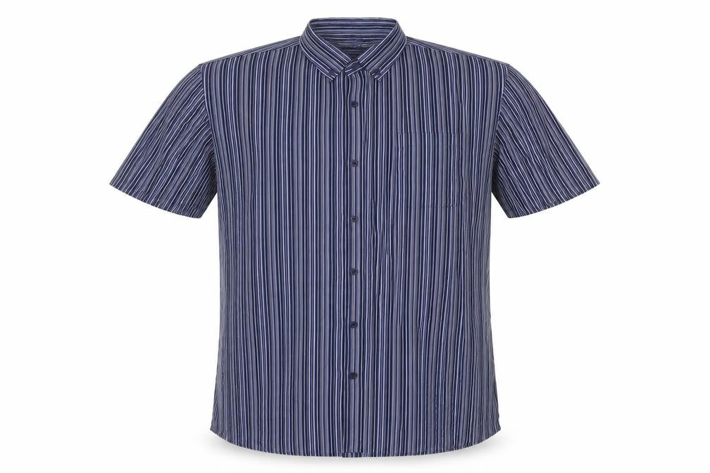 Mens UK Size XL Atlantic Bay Blue  Button-Up Short Sleeve Casual Shirt