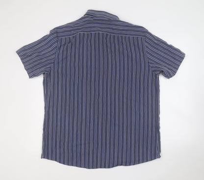 Mens UK Size XL Atlantic Bay Blue  Button-Up Short Sleeve Casual Shirt