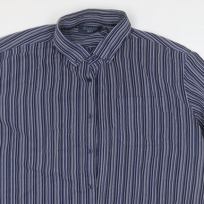 Mens UK Size XL Atlantic Bay Blue  Button-Up Short Sleeve Casual Shirt