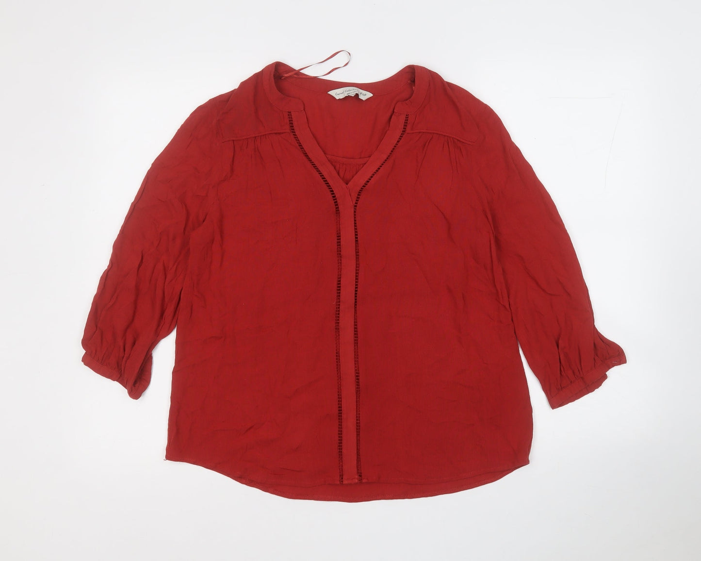 F&F Womens Red Round Neck  Viscose Pullover Jumper Size 10