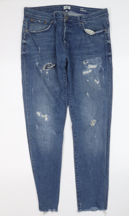 River Island Womens Blue  Cotton Skinny Jeans Size 34 L32 in Regular