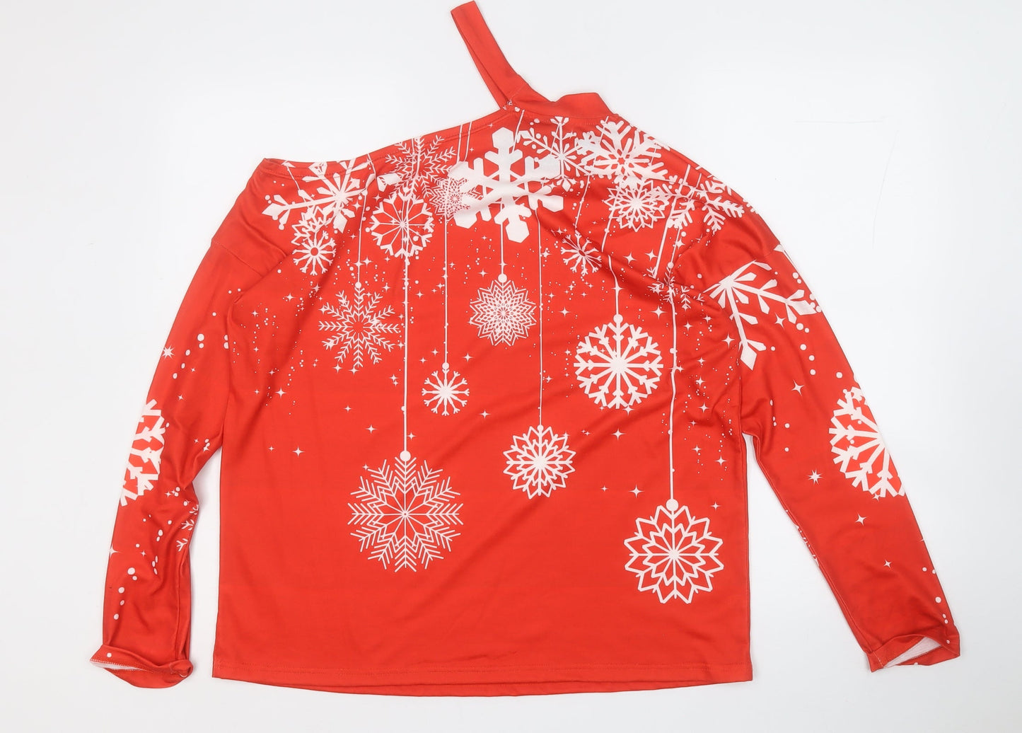 SheIn Womens Red Round Neck Geometric Polyester Pullover Jumper Size S