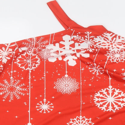 SheIn Womens Red Round Neck Geometric Polyester Pullover Jumper Size S