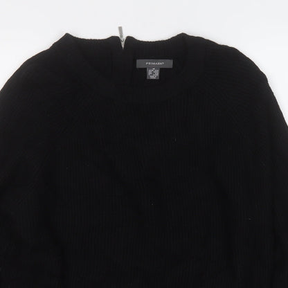 Primark Womens Black Round Neck  Viscose Pullover Jumper Size 12