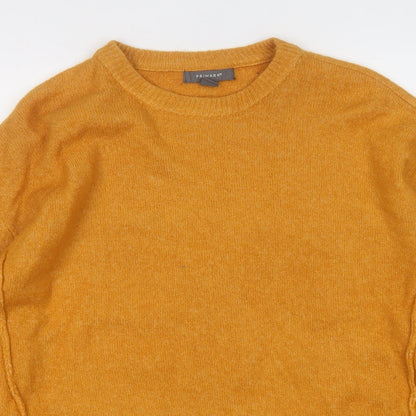 Primark Womens Yellow Round Neck  Acrylic Pullover Jumper Size 12