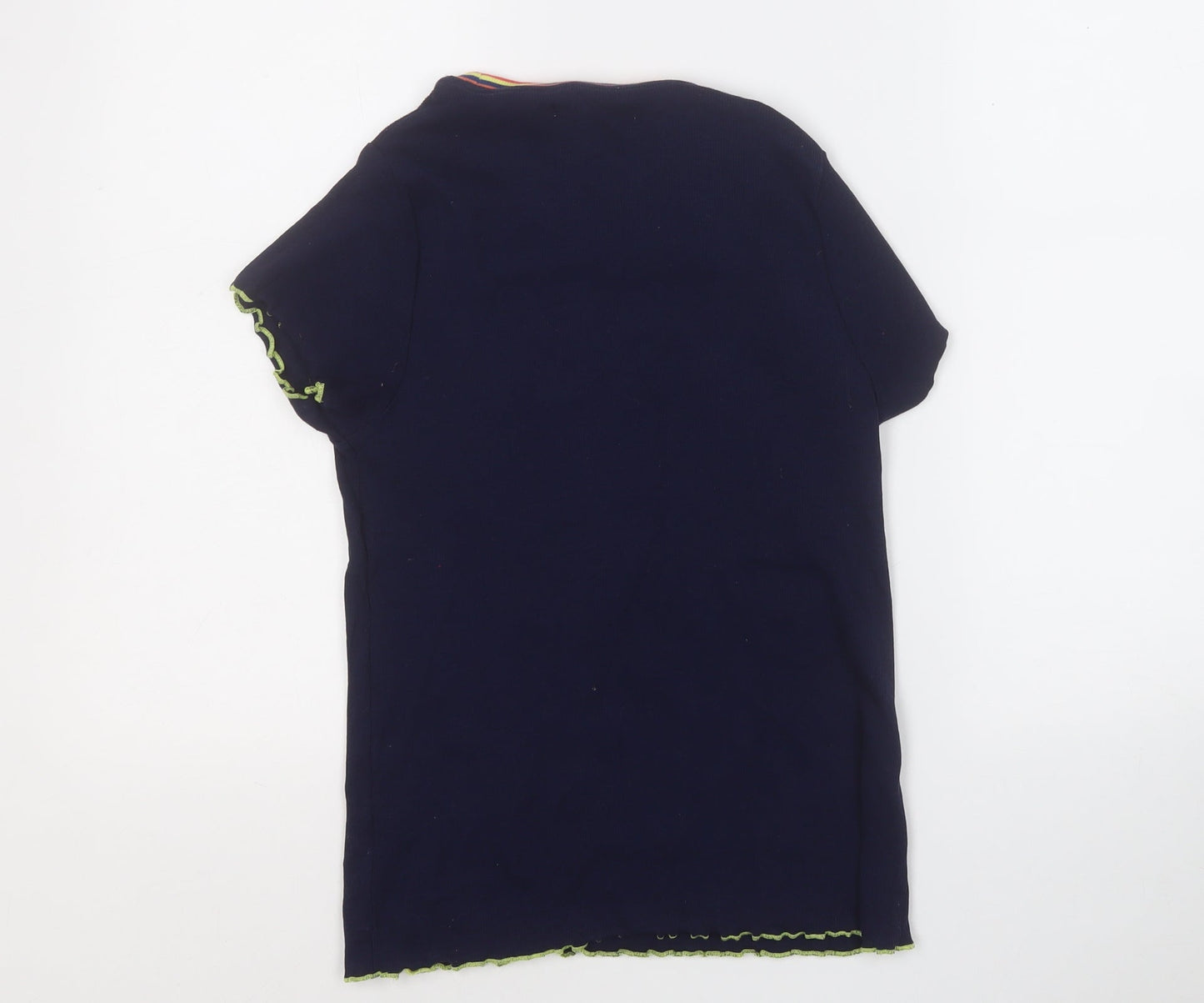 Marks and Spencer Girls Blue Round Neck  Cotton Pullover Jumper Size 13-14 Years