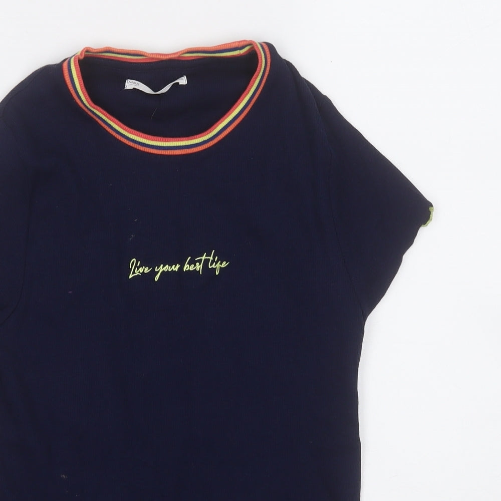 Marks and Spencer Girls Blue Round Neck  Cotton Pullover Jumper Size 13-14 Years