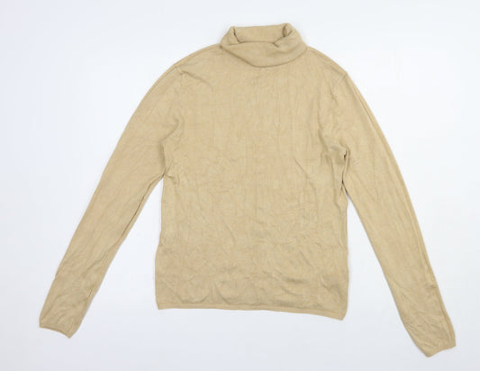 Primark Womens Beige Roll Neck  Viscose Pullover Jumper Size L