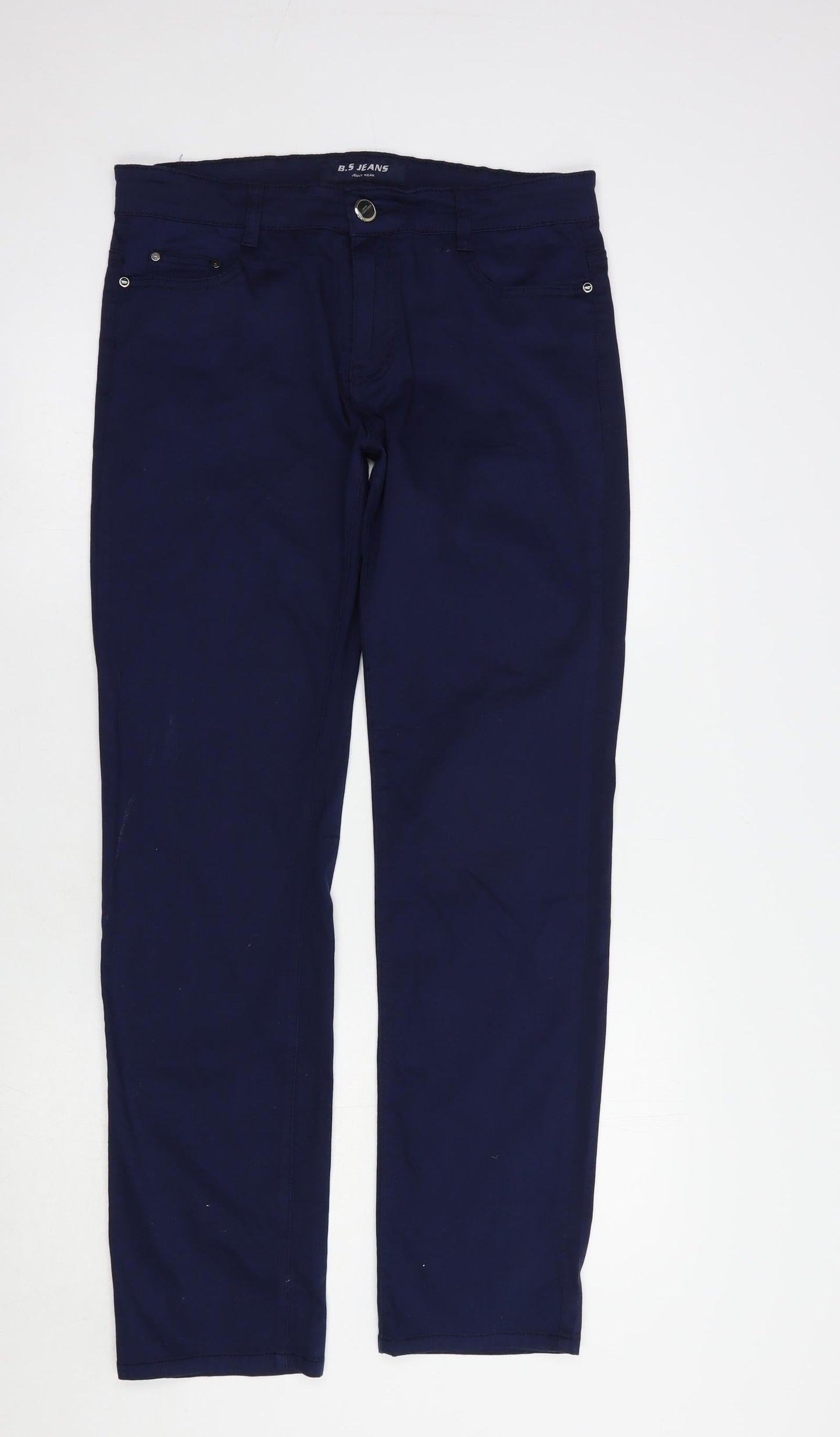 B.S. Jeans Womens Blue  Cotton Straight Jeans Size 30 in L31 in Regular Button