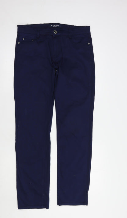 B.S. Jeans Womens Blue  Cotton Straight Jeans Size 30 in L31 in Regular Button