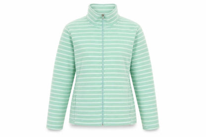 Anne De Lancay Womens Green Striped Polyester Full Zip Sweatshirt Size S  Zip